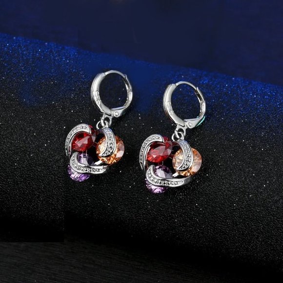 Flower Multi Necklace Pendant Earrings 925 Sterling Silver Set Gift - Picture 3 of 7